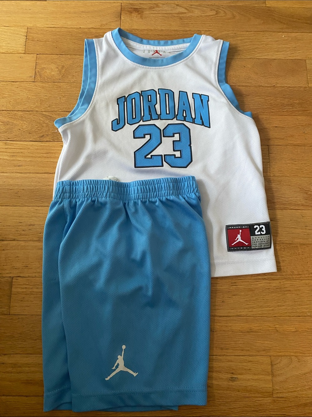 Jordan Jersey short set in classic white&light blue colours